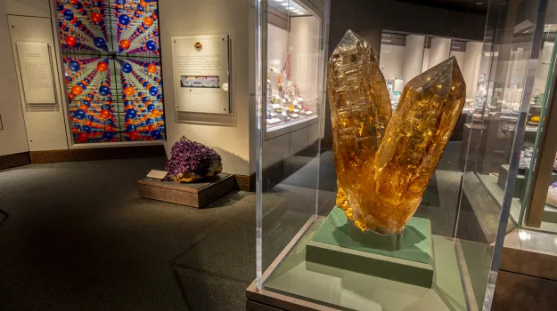 A view of the gems and minerals exhibits.