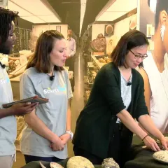 history of science worksheet Emmanuel Kyei-Baffour, Maggy Benson and Dr. Lucy Chang in Q?rius standing behind a table with a number of specimens.