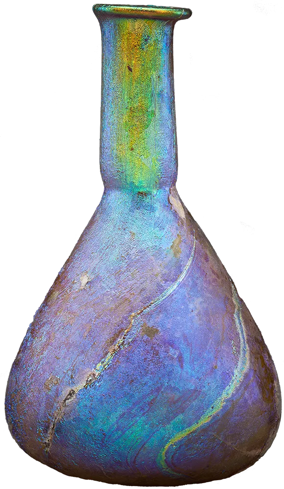 a colorful glass vase