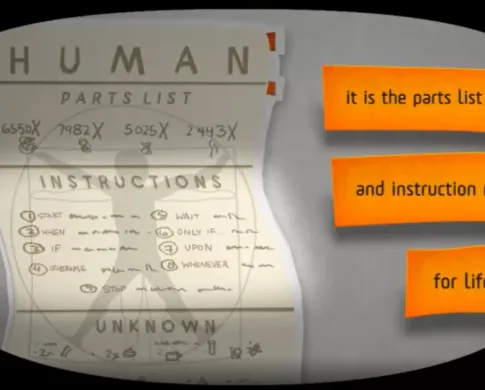 a screen view of interactive of human parts asking the user three things can to on screen