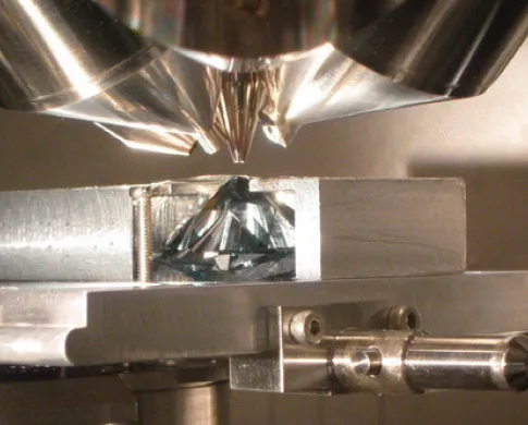 The Hope Diamond being analyzed by a scientific instrument