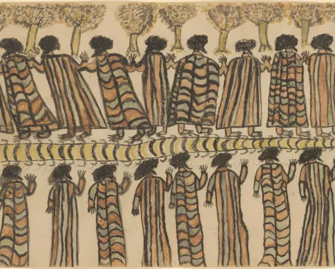 aboriginal art of people on the cloak 