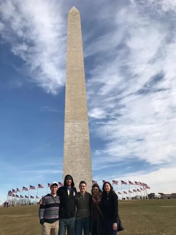 Group standing in front of the Washington Monument.