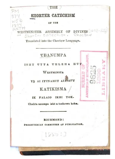 A bible translated into Choctaw.