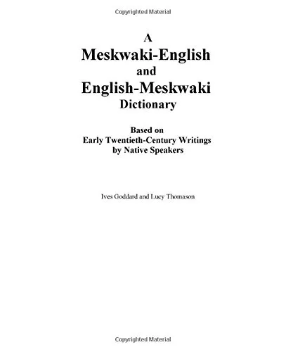 A Meskwaki-English and English-Meskwaki Dictionary title page.