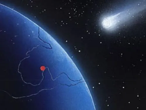 Asteroid headed towards Earth at the end of the Cretaceous. 