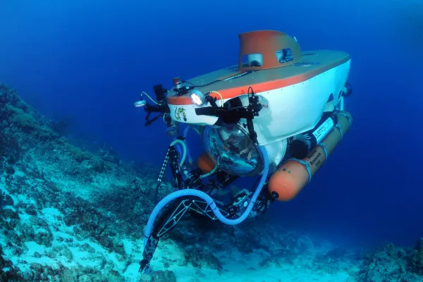 an orange and white submersible