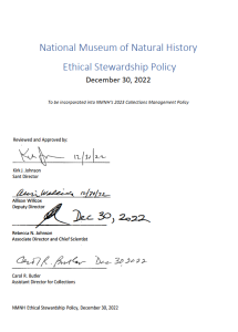NMNH Ethical Stewardship Policy Title Page