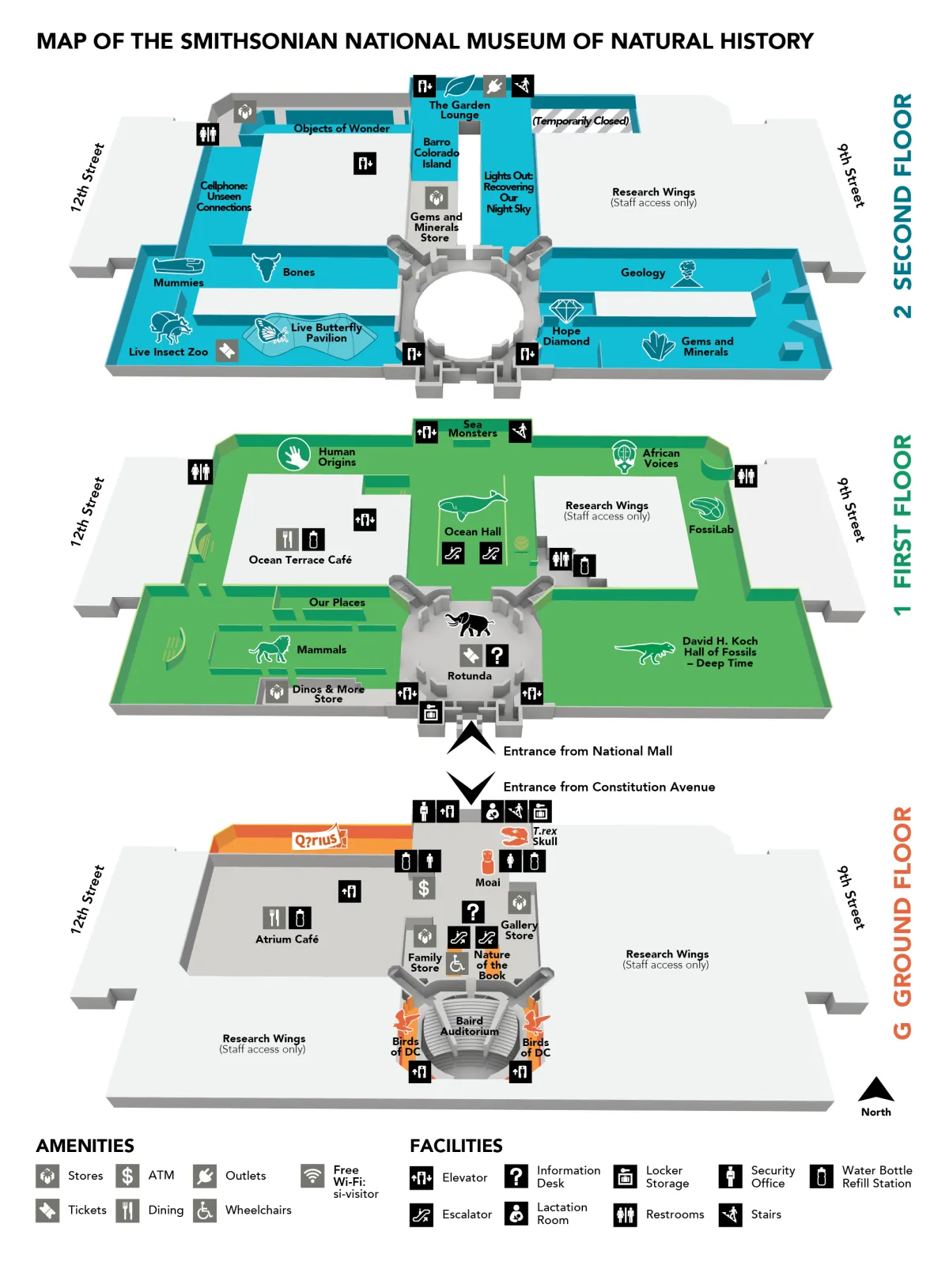 Museum map showing all three floors.