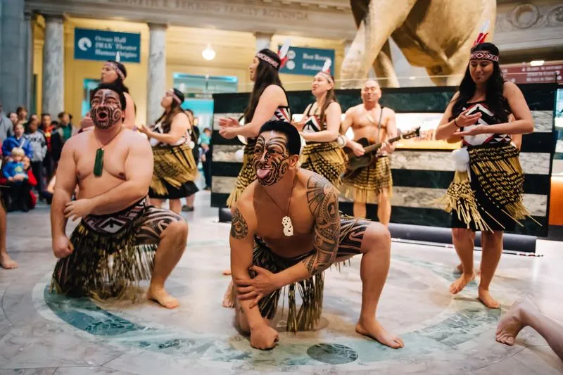 Māori group performing in the rotunda of NMNH.