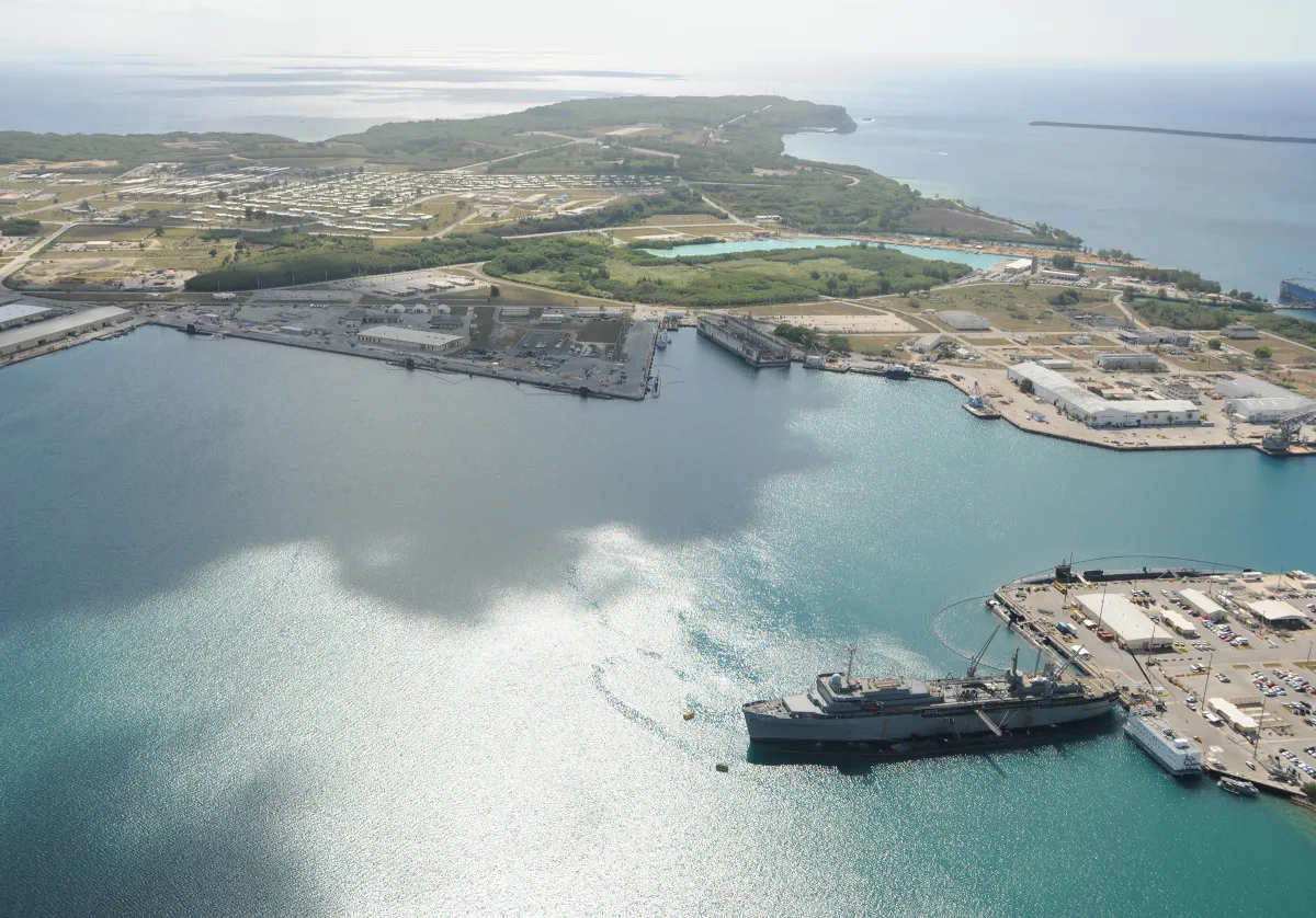 Aerial view of Apra Harbor, Guam.