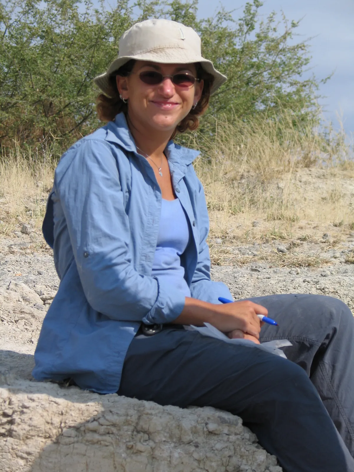 Briana Pobiner seated, Olorgesailie, Kenya