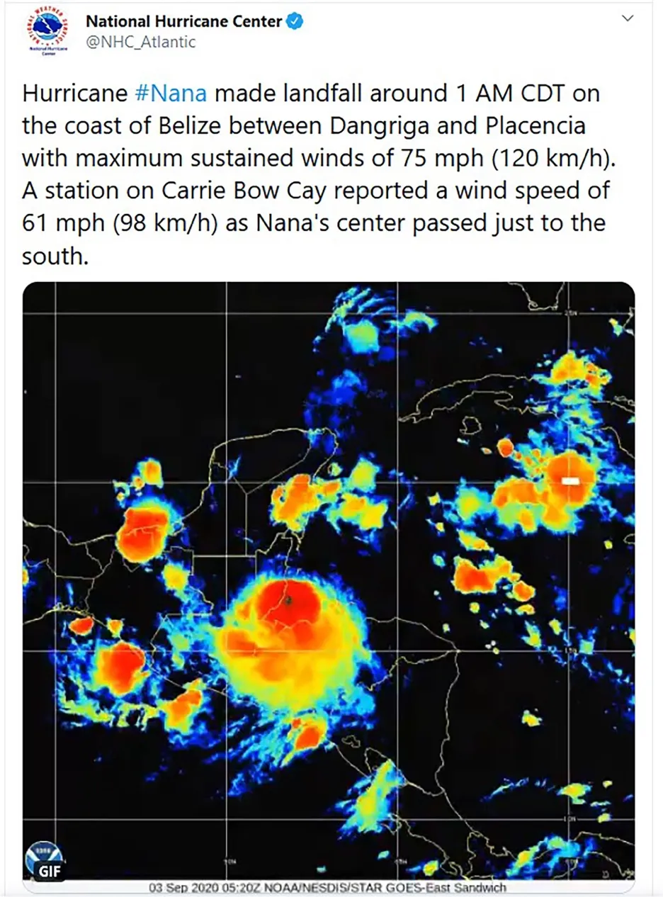 Twitter post from Hurricane Center mentioning CBC