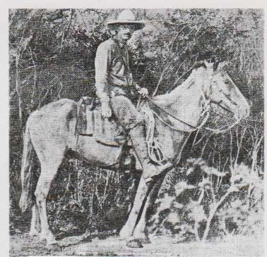 Joseph Cushman on horse during his field work in Mexico for Marland Oil in 1923