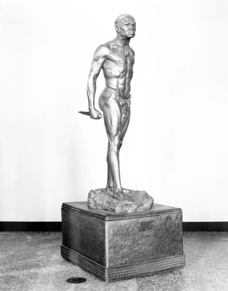 Defiance, 1909 a statue of a Congolese warrior by Herbert Ward