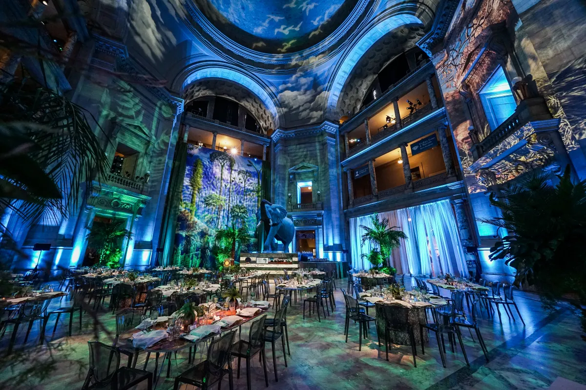 The Museum rotunda decorated for a donor dinner. 