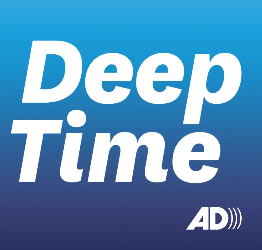 blue gradient back ground with white letters Deep Time AD