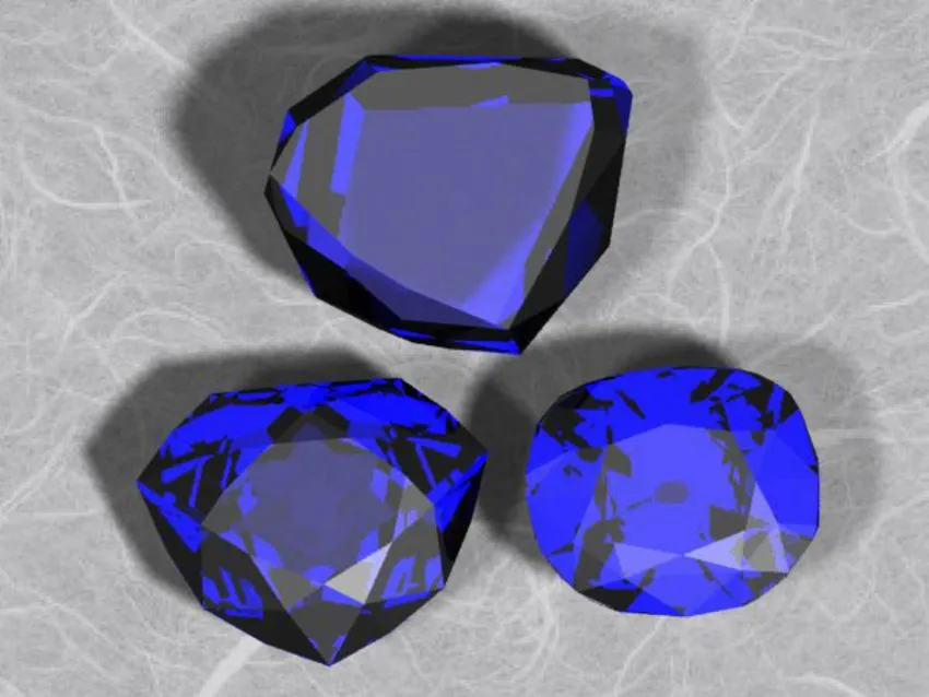 Computer models of three blue diamonds