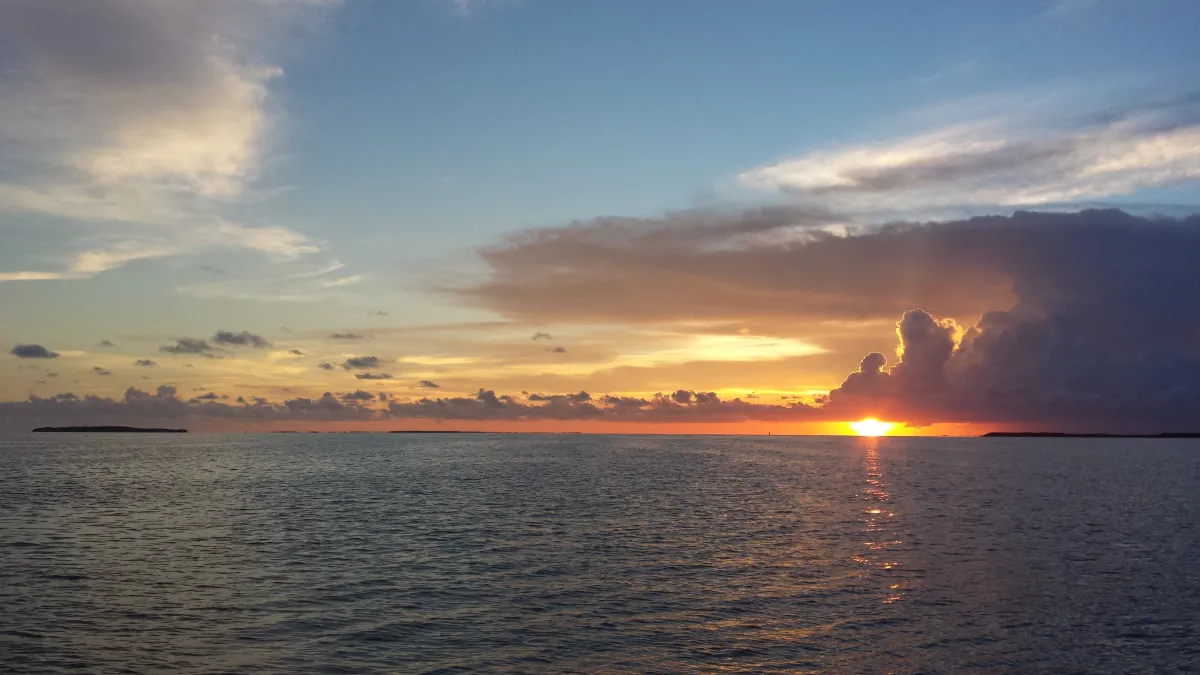 The sun setting off the coast of Key Largo