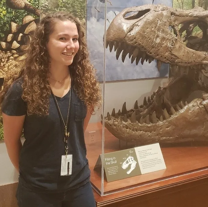 Intern Madelyn Jamsa with Trex Skull