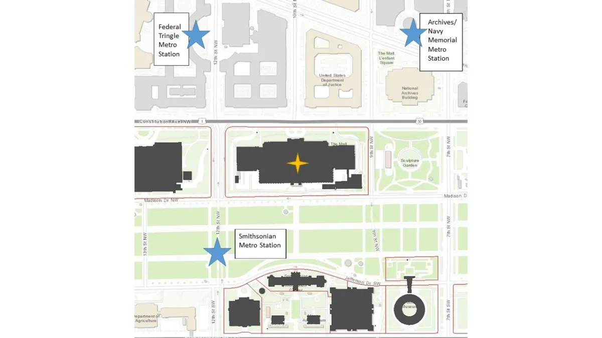 3 metro stations within easy walking distance of The Smithsonian's National Museum of Natural History.