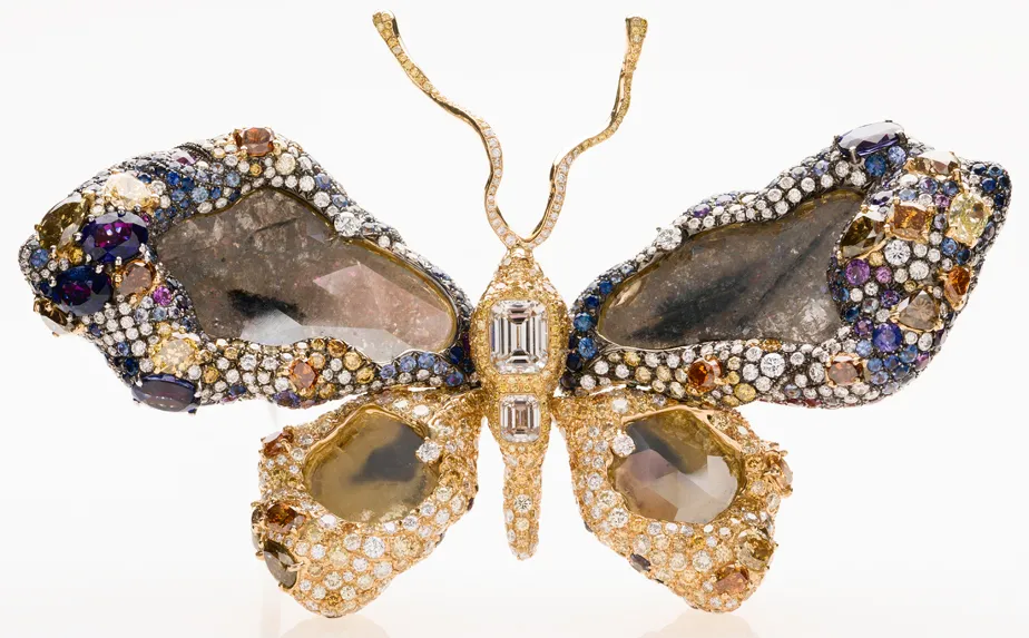 Numerous jewels fashioned in the shape of a butterfly for jewelry