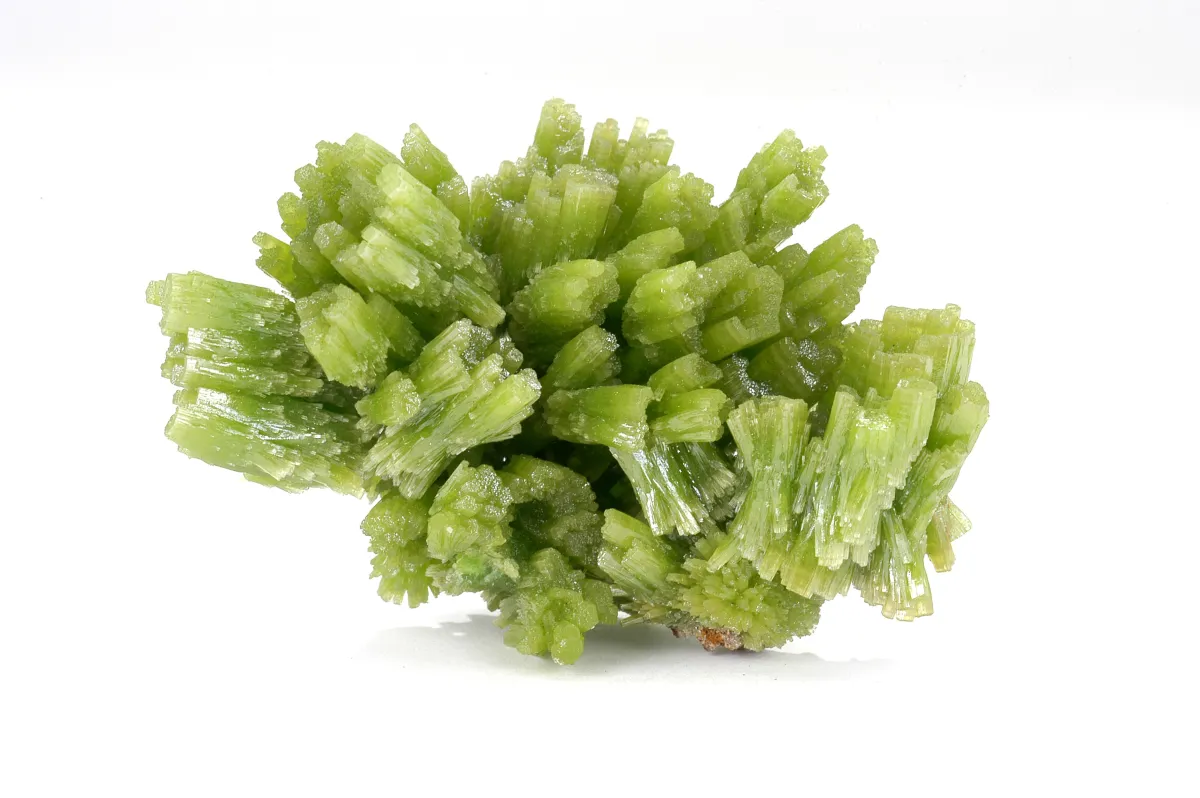 A vivid green crystalline mass of pyromorphite