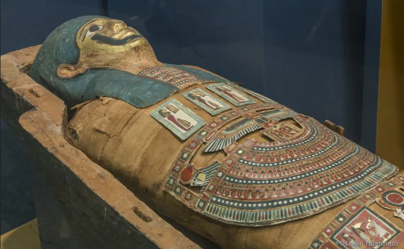 Painted mummy in a sarcophagus