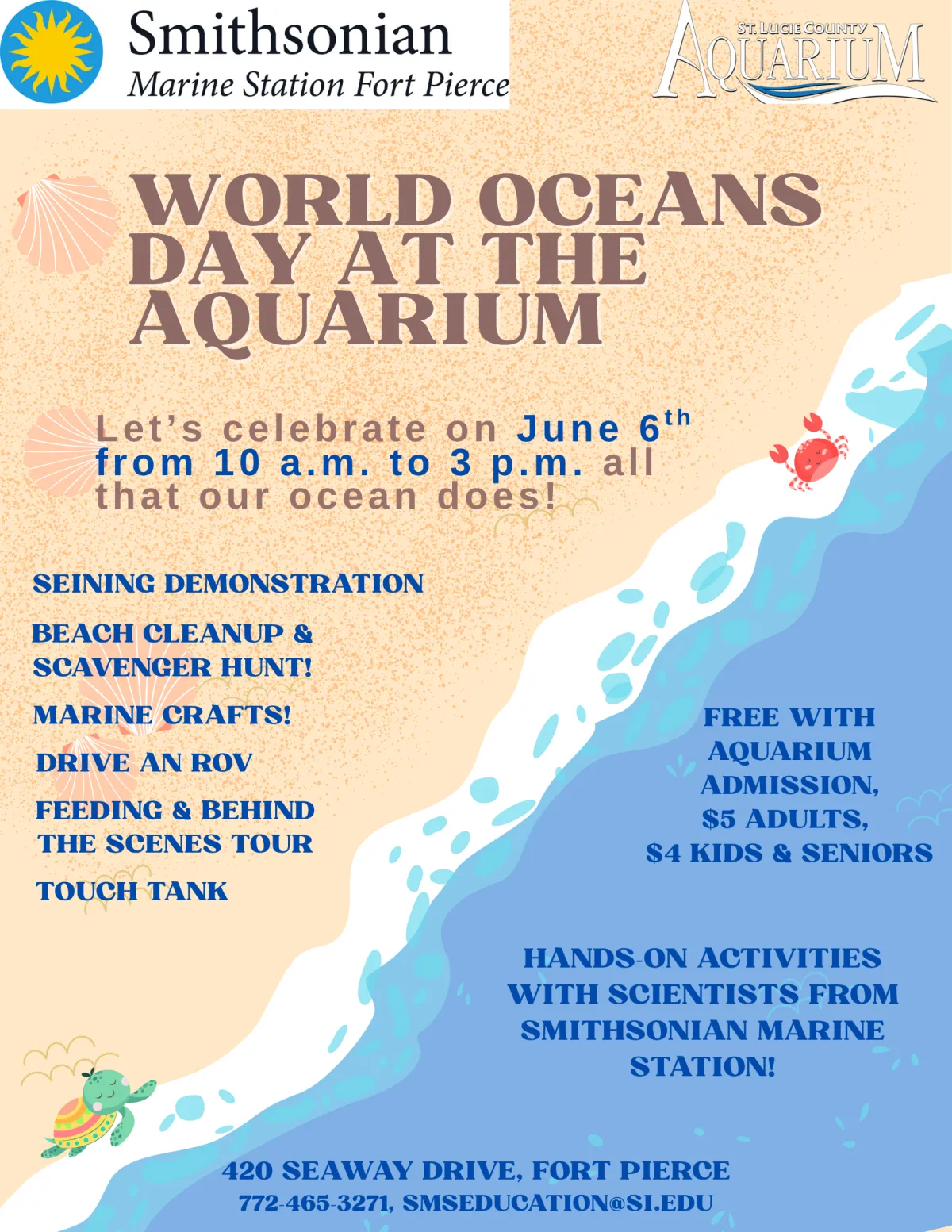 Flyer for World Ocean's Day Celebration at Smithsonian Marine Ecosystem Exhibit